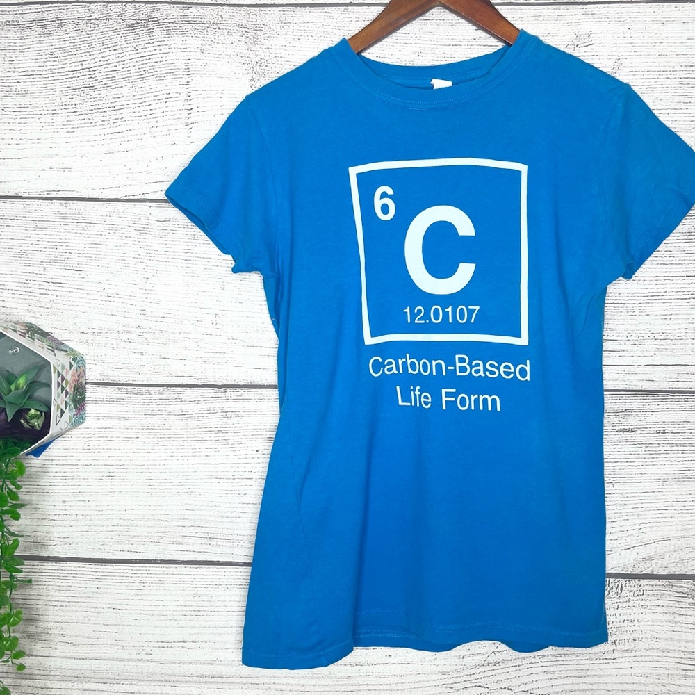 Carbon Based Life Form Periodic Table Graphic T-Shirt
Women’s Size Large